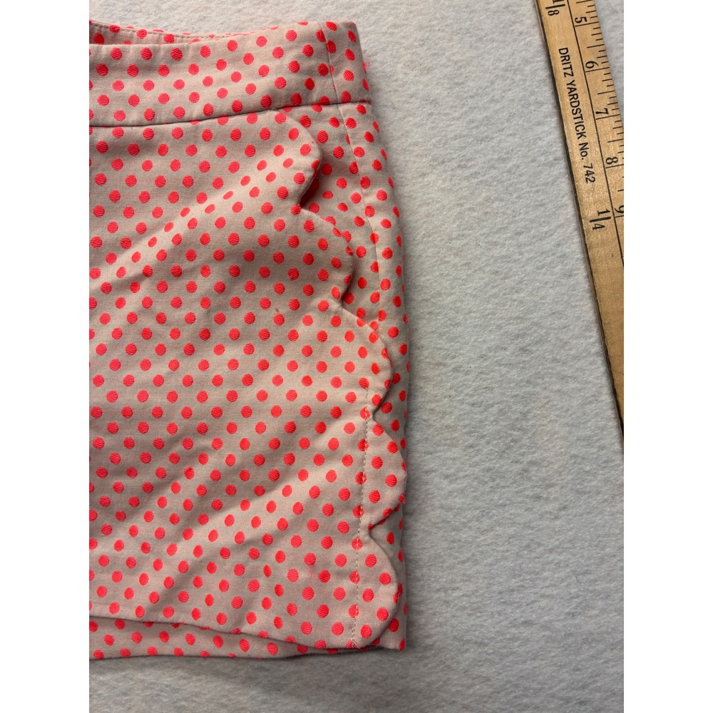 J.Crew Polka Dot Scalloped Hem Shorts Preppy Retro Textured Size 10 Pink Orange - Picture 5 of 9